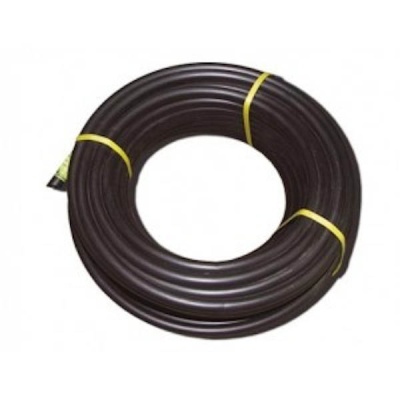 Rolo preto de tubo flexível com ligações amarelas