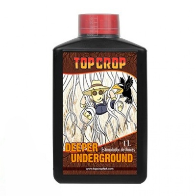 Frasco preto de estimulador de raízes Top Crop Deeper Underground 1L