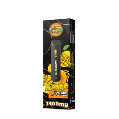 Embalagem de cigarro eletrónico sabor Manga Iguana Smoke com 70% CBD e 1400mg