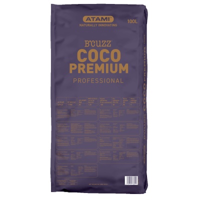 Saco de substrato BCUZZ COCO PREMIUM Professional azul escuro 100L com texto alaranjado