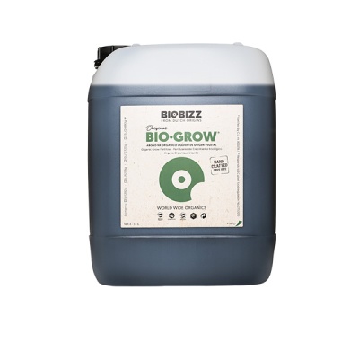 Contentor plástico BIOBIZZ BIO-GROW com rótulo branco e texto verde e preto