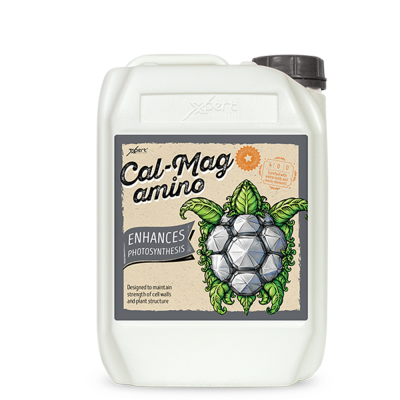 Frasco branco de plástico com etiqueta Cal-Mag amino e tampa preta