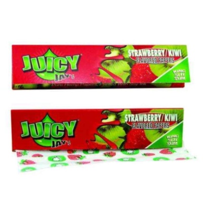 Papel de enrolar Juicy Jays sabor Morango e Kiwi em embalagem vermelha e verde