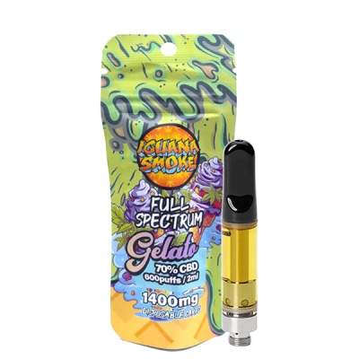 Cartucho descartável de vape Gelato 70% CBD com embalagem colorida Iguana Smoke