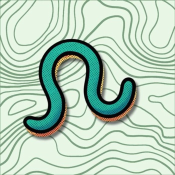 Animação de símbolo em forma de S colorido sobre fundo com linhas curvas