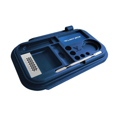 Tabuleiro azul de silicone para ferramentas com compartimentos e espátula metálica
