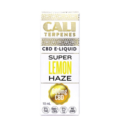 Embalagem branca de e-líquido CBD CALI TERPENES Super Lemon Haze 600 mg