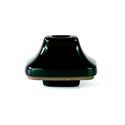 Suporte isolador elétrico preto com base cinza em fundo branco