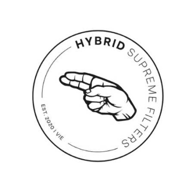 Logótipo circular com mão e texto HYBRID SUPREME FILTERS EST. 2020 | VIE