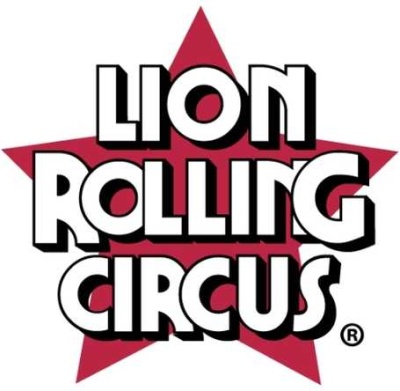 Logótipo LION ROLLING CIRCUS com estrela vermelha
