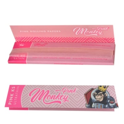 Pack de papéis para enrolar cigarro Pink Monkey cor de rosa com ilustração de macaco astronauta