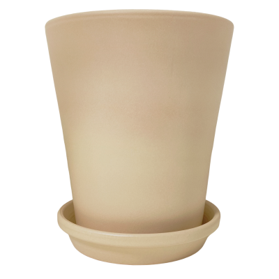 Vaso de plantas em cerâmica bege claro com base destacável