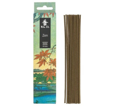 Pacote de incenso Koke-Do Zen com ilustração de paisagem e 20 sticks marrons