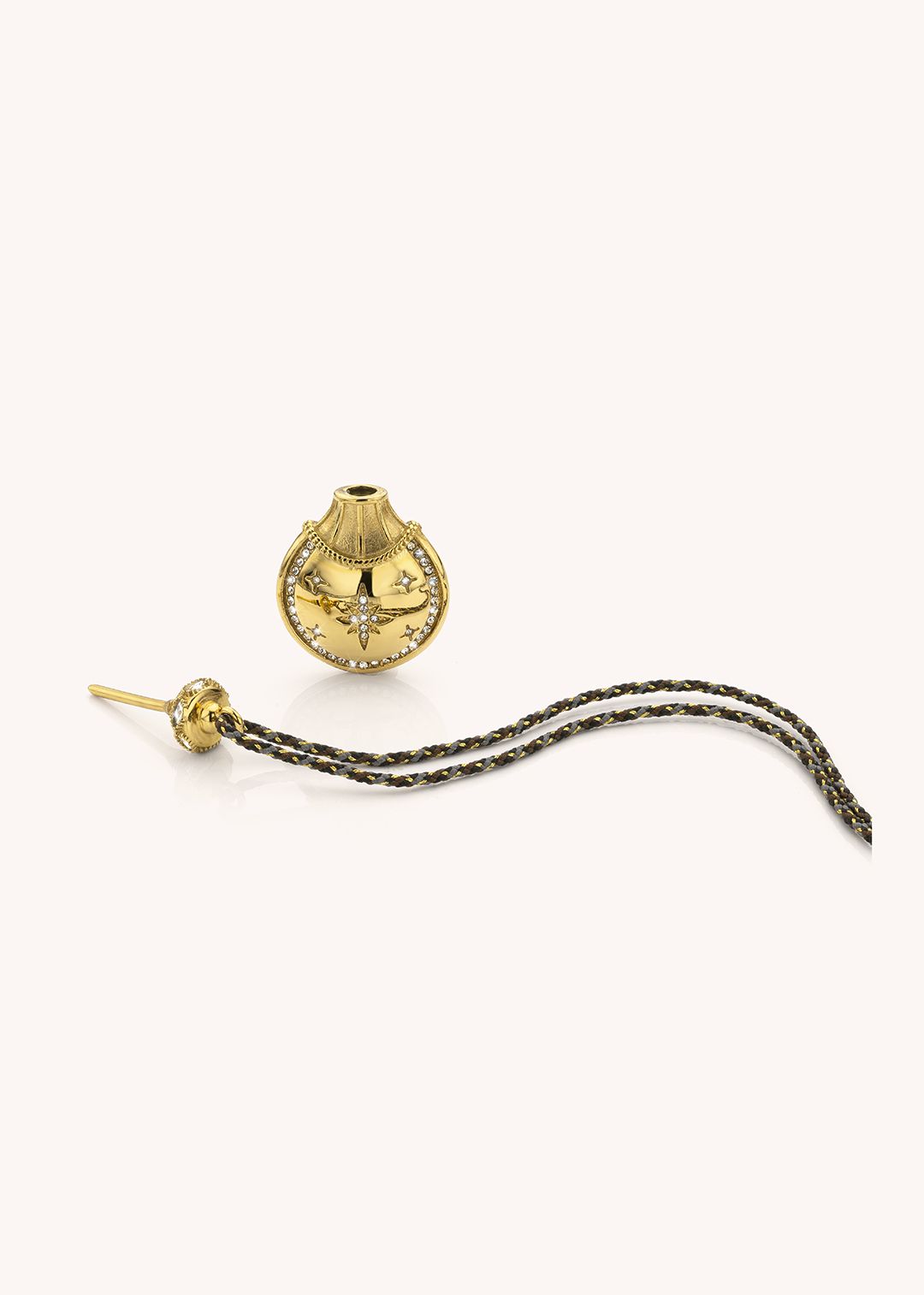 MYA-BAY Fragrance Necklace Brinco dourado com cristais e cordão preto e dourado