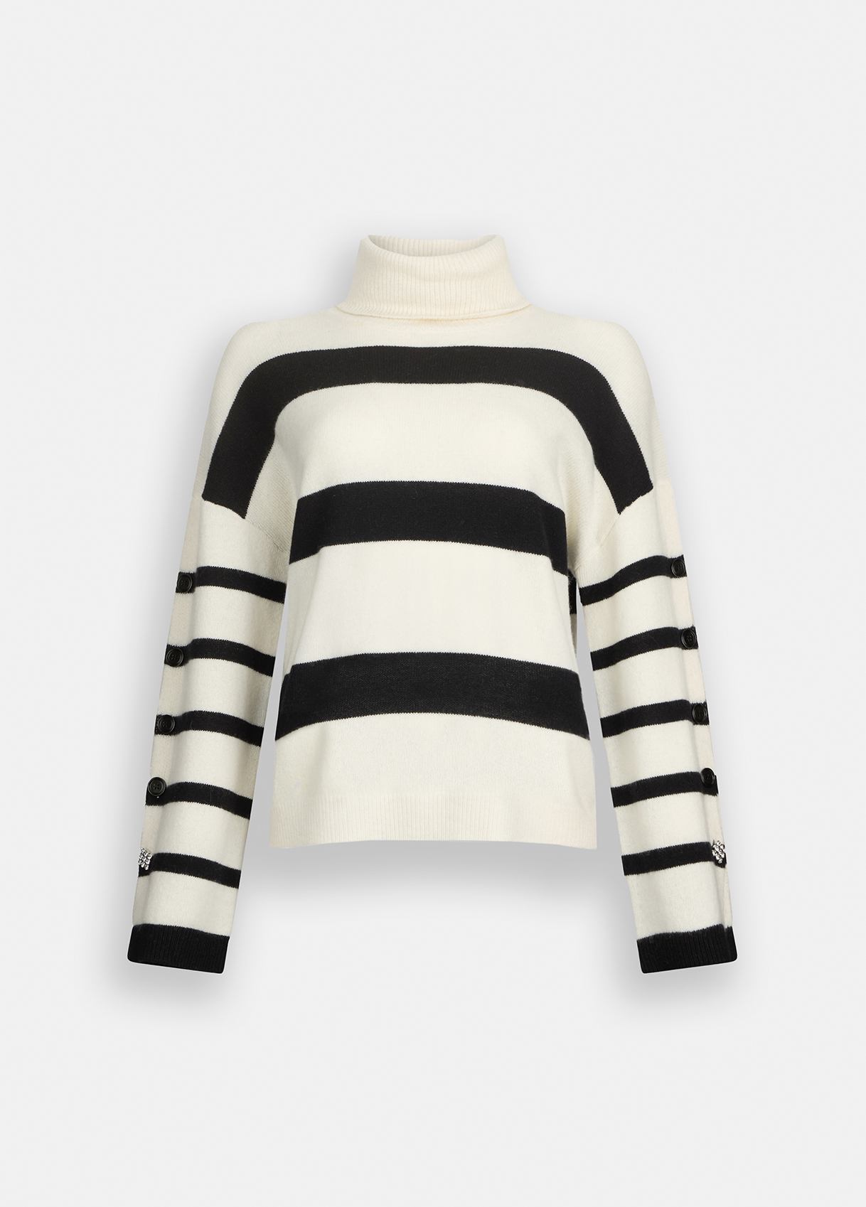 100% wool polo-neck with bejewelled buttons