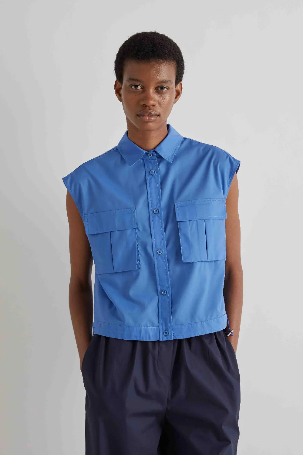 Sleeveless Shirt with Pleated Back | raquelprates