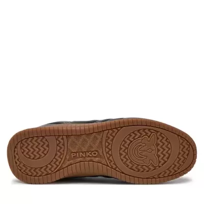 Sola castanha de sapato com padrão e logo PINKO