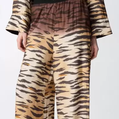 Calças animal print PINKO com cintura preta elástica