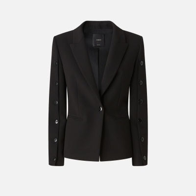 Blazer preto feminino com botões nas mangas