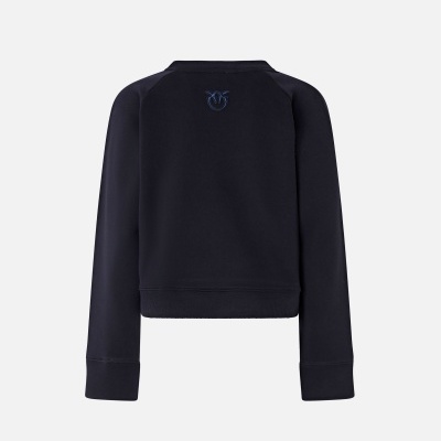 Sweatshirt preta com logótipo azul nas costas