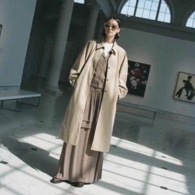 Beige oversized trench coat