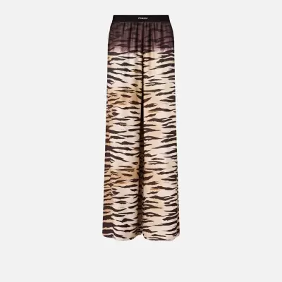Calças largas estampadas animal print com cintura elástica PINKO