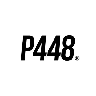 Logótipo P448 em preto sobre fundo branco