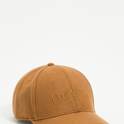 Boné castanho felpudo com bordado TWINSET MILANO