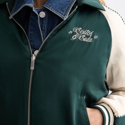 Casaco verde escuro e creme com fecho e bordado 'Scotch & Soda'