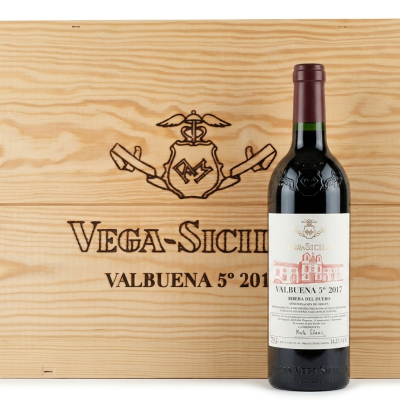 Garrafa de vinho tinto VEGA-SICILIA Valbuena 5º 2017 com caixa de madeira