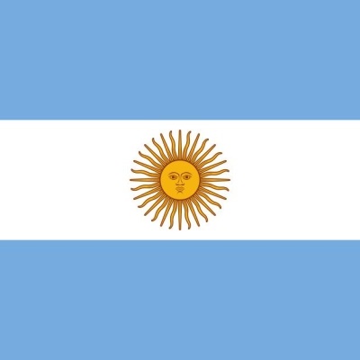 Bandeira da Argentina com sol dourado no centro