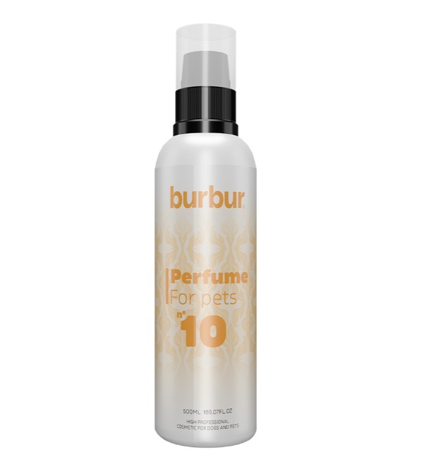 Bur Bur - Perfume para cães e gatos - nº 10 - linha pro - 500 ml Frasco branco de perfume para animais de estimação com tampa transparente