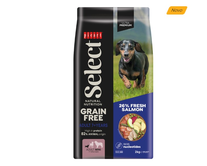 Picart Select Grain Free Sénior Mini 7+ — Salmão - para Cão de Porte Pequeno - 2 kg Pacote de ração para cães Picart Select Grain Free Adult 7+ Years 2kg