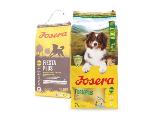 Josera Fiesta Plus - Ração para Cão Adulto - Salmão - 12,5 Kg - opção de pack econômico Sacos de comida para cães Josera Fiesta Plus e FiestaPlus Adult com imagem de cão