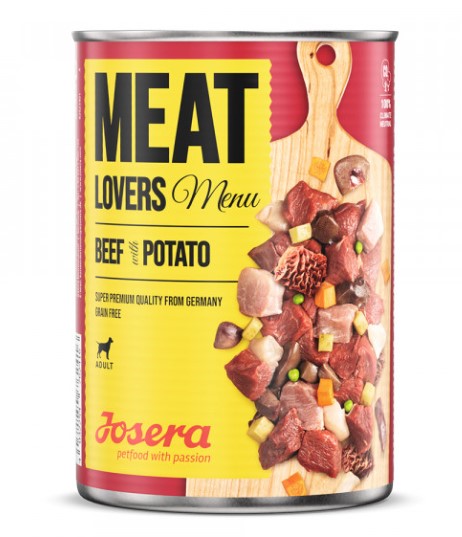 Josera Meat Lovers - Alimento húmido Menu carne de vaca e batata Lata de comida para cães Josera Meat Lovers Menu