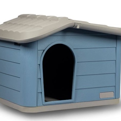 Casota para animais azul com teto cinza
