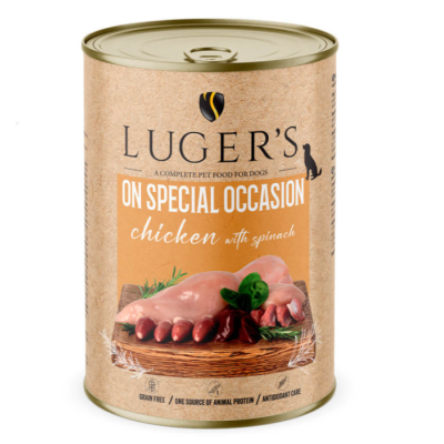 Lata de comida para cães LUGER'S chicken with spinach