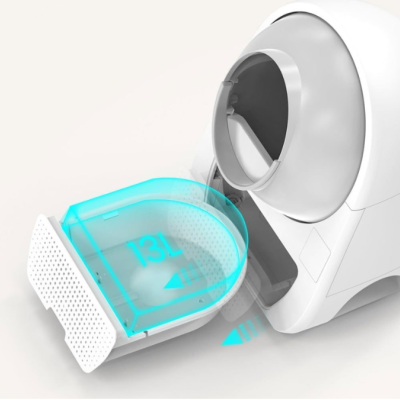 Dispensador automático branco com gaveta de 13 litros iluminada a azul