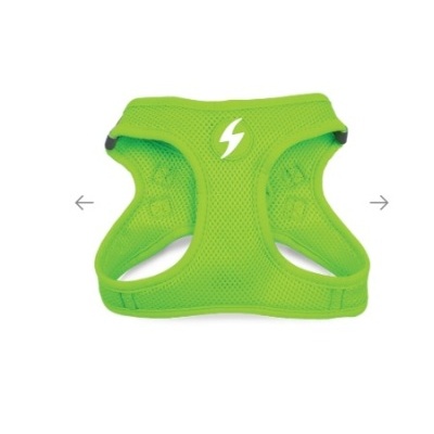 Peitoral verde de malha para animal de estimação com símbolo de raio branco