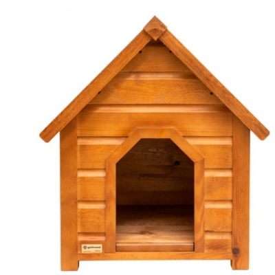 Casota para cães de madeira castanha clara com entrada retangular
