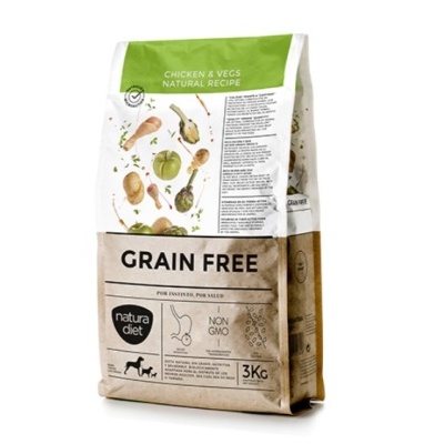 Pacote de ração para cães GRAIN FREE natura diet 3 kg