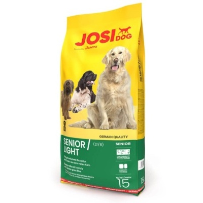 Saco de ração para cães JOSIDOG SENIOR LIGHT 15 kg amarelo e verde
