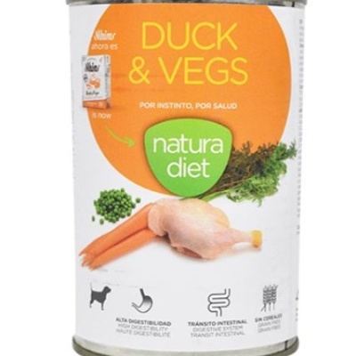 Lata de alimento para cães natura diet com pato e vegetais