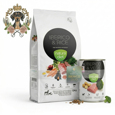 Produtos Natura Diet para cães, ração e comida húmida Iberico com arroz e vegetais