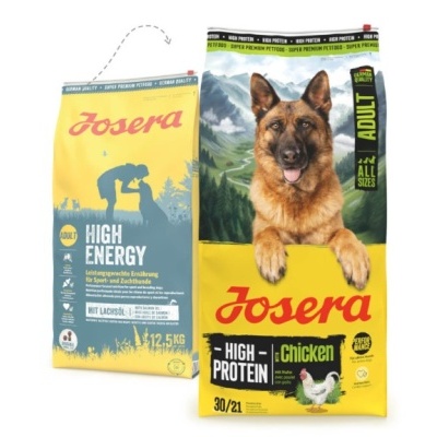 Sacos de ração para cães Josera High Energy e Josera High Protein Chicken