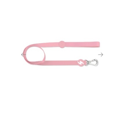 Trela cor-de-rosa com argola e mosquetão prateado