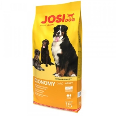Saco de ração para cães JosiDog ECONOMY Adult amarelo e laranja com imagens de cães