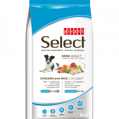 Saco de ração para cães Picart Select Mini Adult Chicken and Rice 8 kg