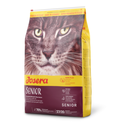 Saco de ração Josera Senior para gatos com imagem de um gato.