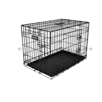 Gaiola metálica preta para animais com porta e bandeja removível